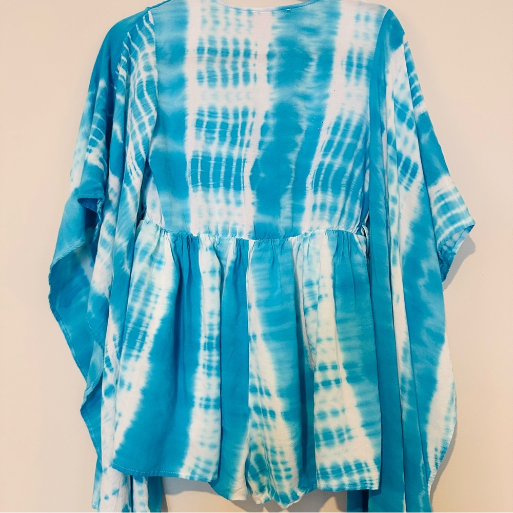 Akira Womens‎  Tie Dye Colorful V-Neck Long Sleeve Romper Large.C111 - Picture 9 of 13